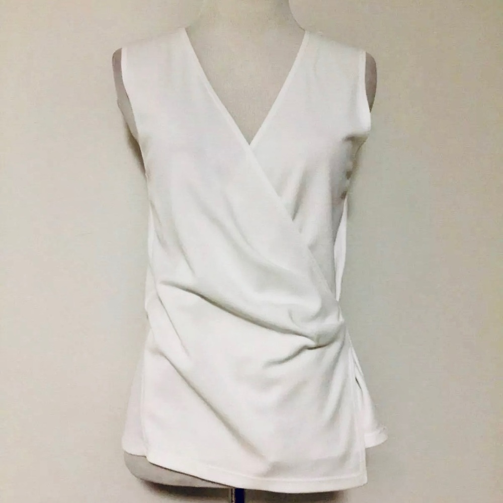 THEORY Karlista Surplice-Neck Crepe Blouse. NWT